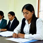 Home 15 볼리비아에서 사업 시작하기 - Registering a Business in Bolivia**
"A brightly lit office interior in La Paz, Bolivia. A professio...