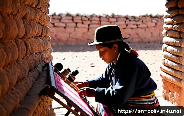 볼리비아 원주민 문화 - Photorealistic documentary-style portrait of an Aymara Indigenous woman in Bolivia weaving a colorfu...